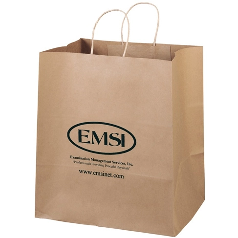 Recycled Brown Kraft Promotional Shopping Bag - 14"w x 15.5"h x 10"d