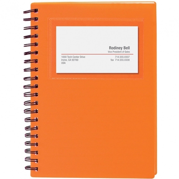 Orange Promo Business Card Holder Notepad - 5.4"w x 7"h