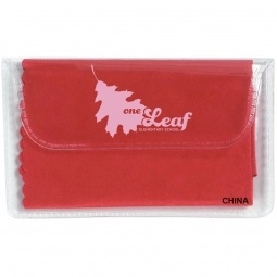 Red Microfiber Promotional Cleaning Cloth In Imprinted Case
