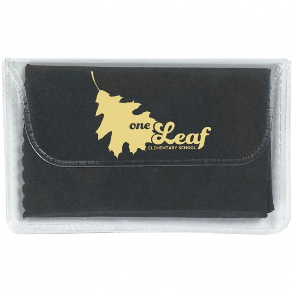 Black Microfiber Promotional Cleaning Cloth In Imprinted Case