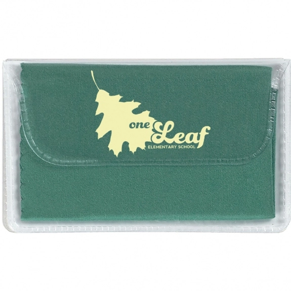 Green Microfiber Promotional Cleaning Cloth In Imprinted Case
