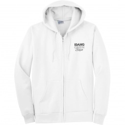 Port & Company® Full Zip Custom Hooded Sweatshirt - Youth - White