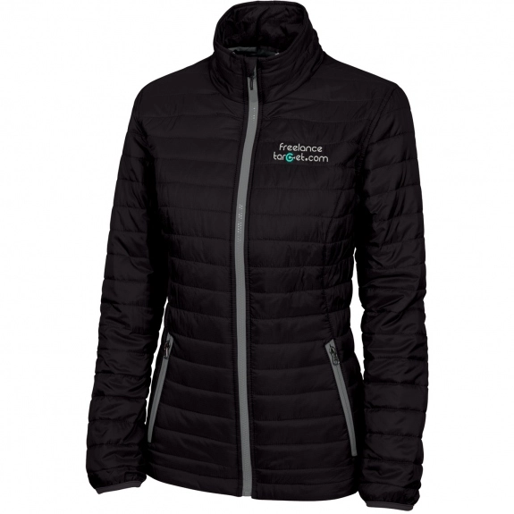 Black/Grey Charles River Lithium Quilted Custom Jackets - Women's