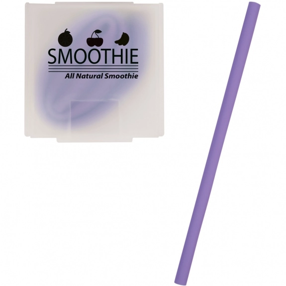 Purple Reusable Silicone Custom Straw w/ Case