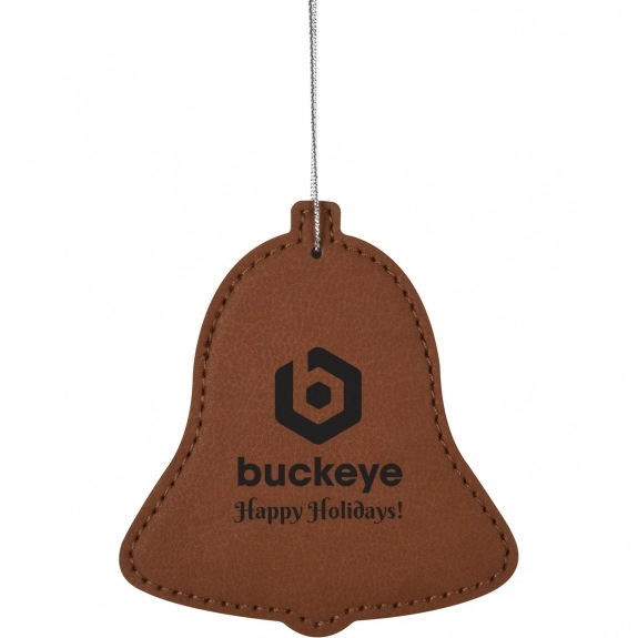 Brown - Leatherette Imprinted Ornament - Bell