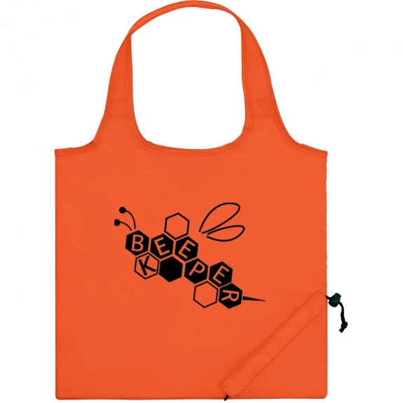 Orange - Polyester Foldaway Custom Tote Bag - 16"w x 14.5"h