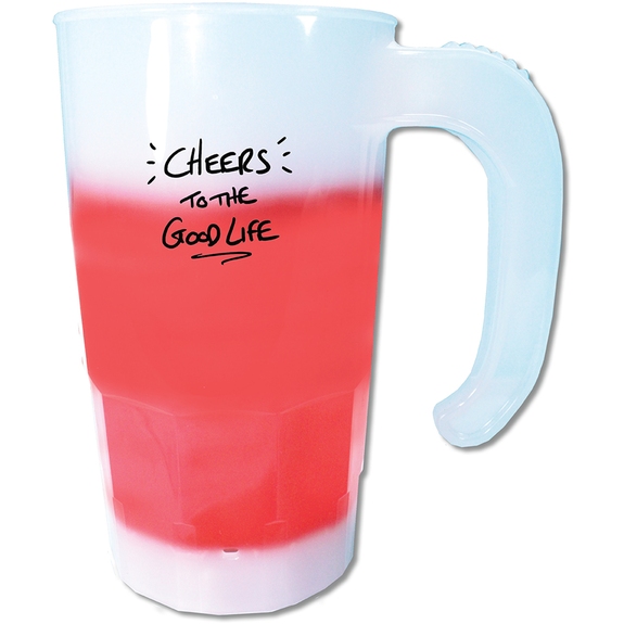 Frosted to red Mood&#8482; 20 oz. Color-Changing Stackable Beer Stein – Pr