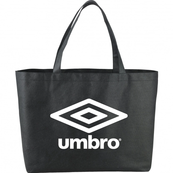 Black - Jumbo Non-Woven Custom Shopper Tote Bag - 19.75"w x 12"h x 5"d