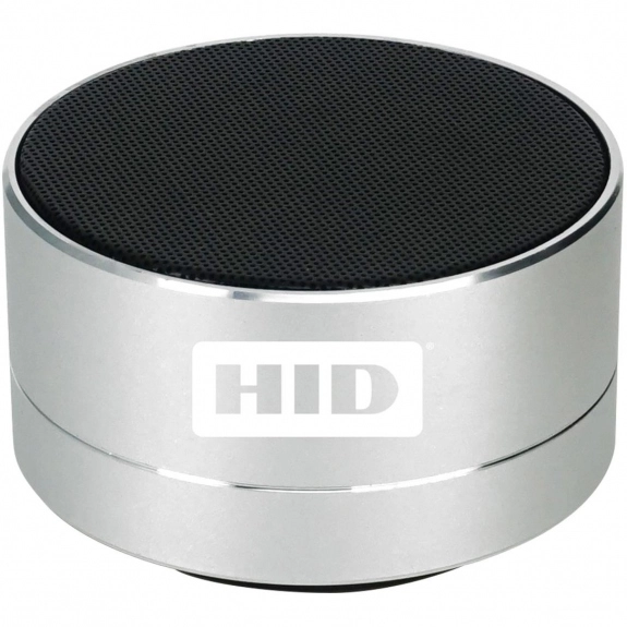 Silver Round Metallic Bluetooth Custom Speaker