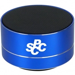 Blue Round Metallic Bluetooth Custom Speaker