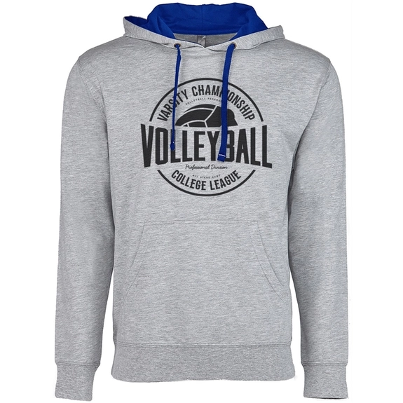 Heather Grey/Royal Next Level French Terry Custom Pullover Hoodie - Unisex