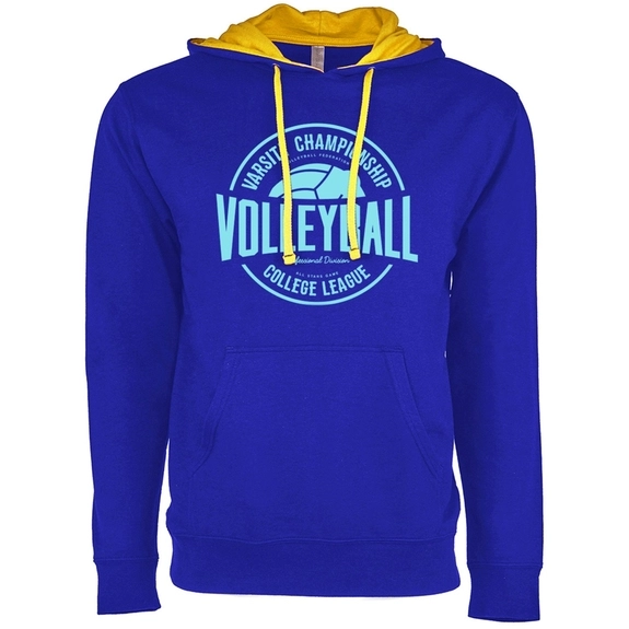 Royal/gold Next Level French Terry Custom Pullover Hoodie - Unisex