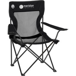 Black - Coleman Mesh Folding Custom Logo Quad Chair
