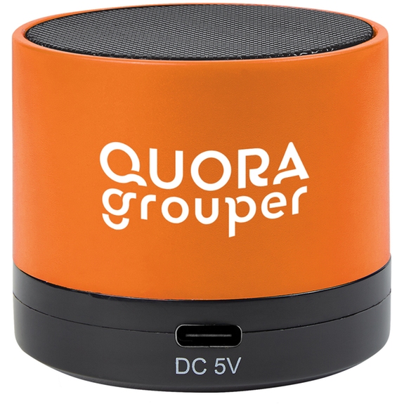 Orange - Mini Cylinder Custom Logo Wireless Speaker