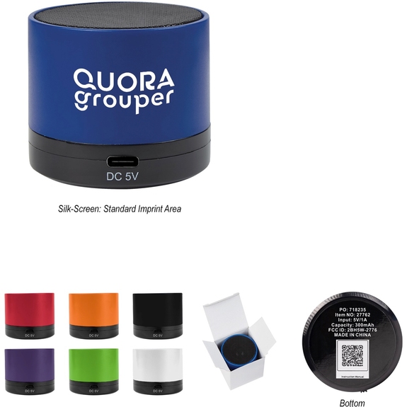 Royal - Mini Cylinder Custom Logo Wireless Speaker