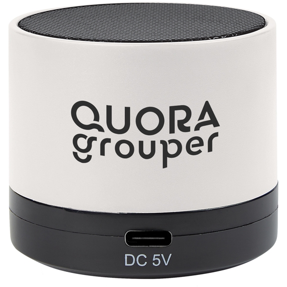 White - Mini Cylinder Custom Logo Wireless Speaker