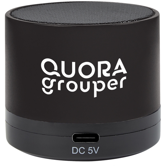 Black - Mini Cylinder Custom Logo Wireless Speaker