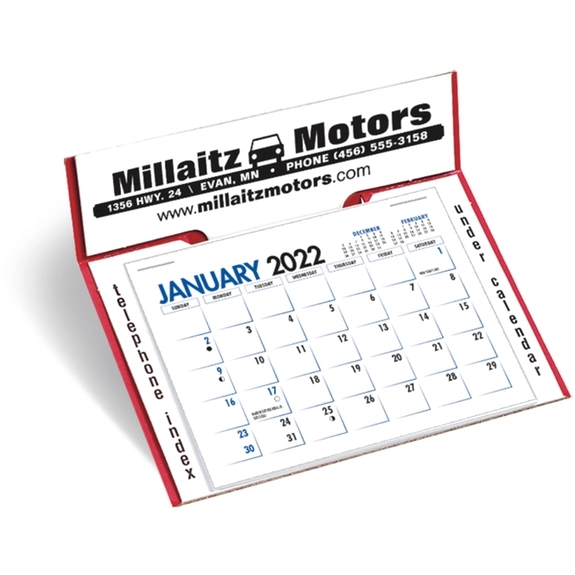 Red / White Memo Custom Desk Calendar 