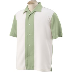Green Mist Harriton Two-Tone Bahama Cord Custom Camp Shirt