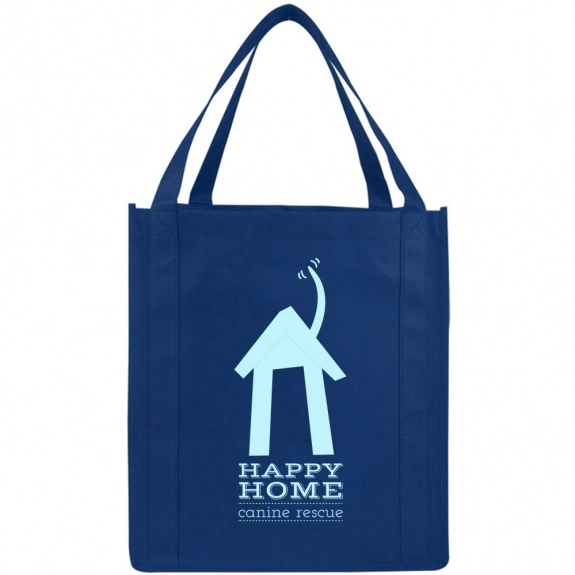 Navy Blue Jumbo Non-Woven Grocery Custom Tote Bags - 13"w x 15"h x 10"d