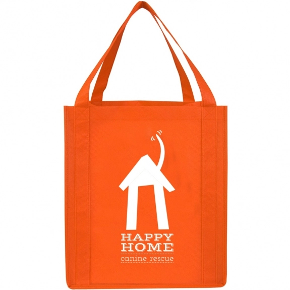 Orange Jumbo Non-Woven Grocery Custom Tote Bags - 13"w x 15"h x 10"d