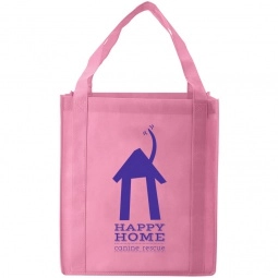 Pink Jumbo Non-Woven Grocery Custom Tote Bags - 13"w x 15"h x 10"d