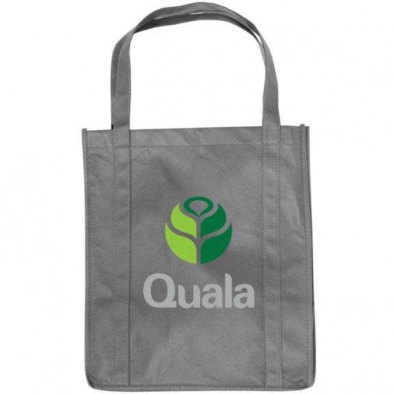 Gray Jumbo Non-Woven Grocery Custom Tote Bags - 13"w x 15"h x 10"d