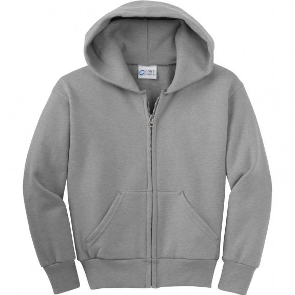 Athletic Heather Port & Company Ultimate Full Zip Custom Hooded Sweatshirt 