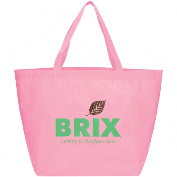 Pink Full Color Non-Woven Shopping Custom Tote Bag