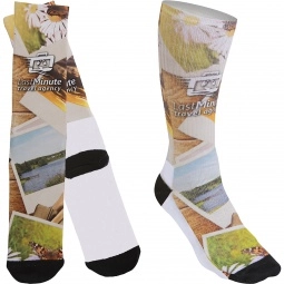 Full Color Crew Style Custom Socks w/ Black Heel & Toe - Men's