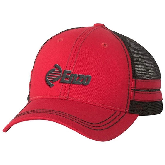 Red / Black Sportsman Striped Custom Trucker Hat