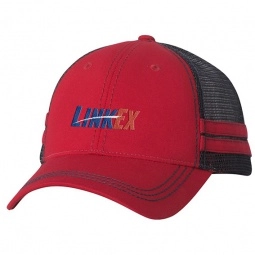 Red / Navy Sportsman Striped Custom Trucker Hat