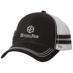 Black / White Sportsman Striped Custom Trucker Hat