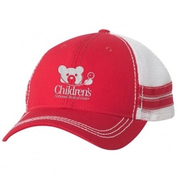 Red / White Sportsman Striped Custom Trucker Hat