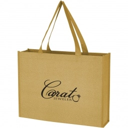 Gold - Glitter Non-Woven Promotional Tote Bag - 16"w x 11"h