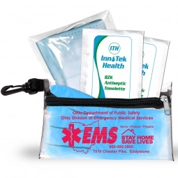 Clear Protective Antiseptic Promotional First Aid Kit w/ 3-Ply Mask