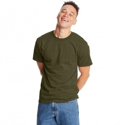 Heather military green Hanes Beefy-T Custom T-Shirt - Colors