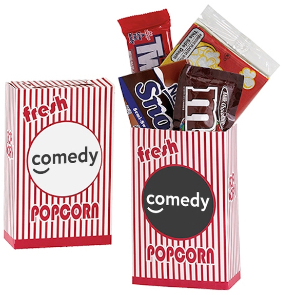 Striped Branded Movie Snack Box w/ Popcorn & Candy