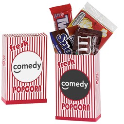 Striped Branded Movie Snack Box w/ Popcorn & Candy