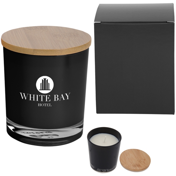Black - Scented Custom Soy Candle w/ Bamboo Lid