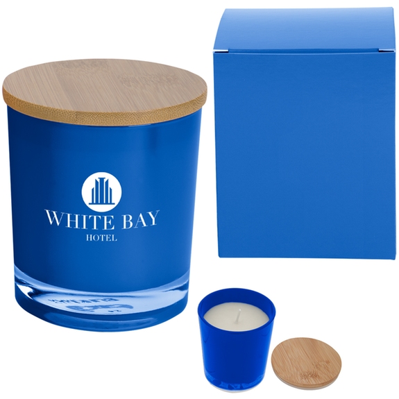 Blue - Scented Custom Soy Candle w/ Bamboo Lid