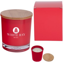 Red - Scented Custom Soy Candle w/ Bamboo Lid