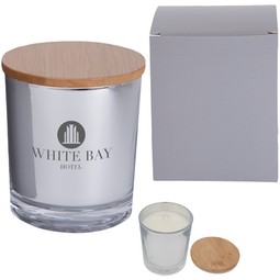 Silver - Scented Custom Soy Candle w/ Bamboo Lid