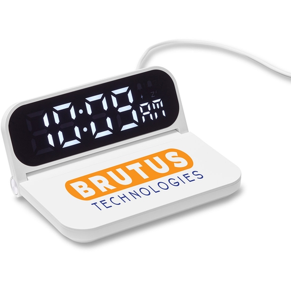 Folded - Foldable Branded Alarm Clock Charging Pad Combo