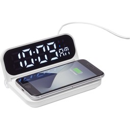 In Use - Foldable Branded Alarm Clock Charging Pad Combo