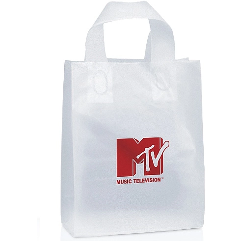 Frosted Soft Loop Promo Shopping Bag - 8"w x 10"h x 4"d