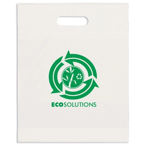 White Recycled Promotional Plastic Bag - 12 x 15 x 3