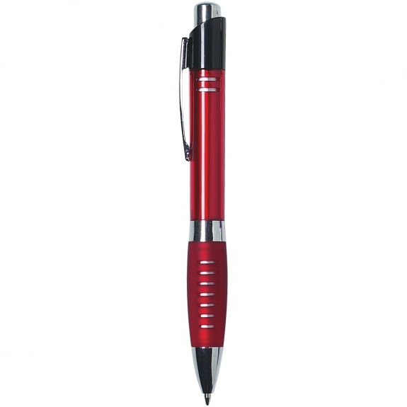 Red Striped Comfort Grip Promotional Pen - Colored