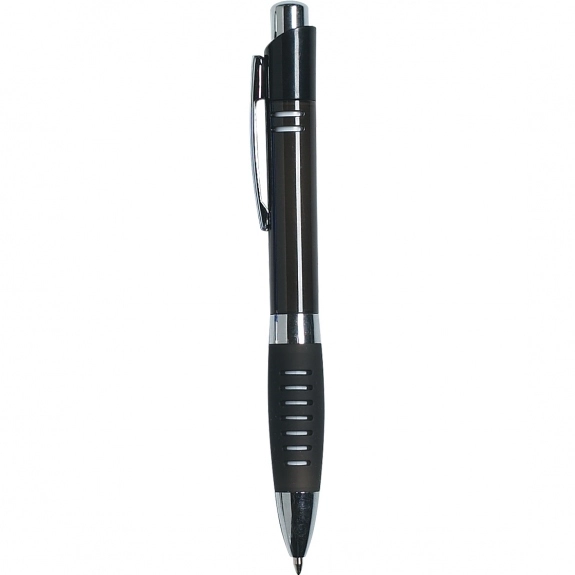 Black Striped Comfort Grip Promotional Pen - Colored