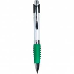 White/Green Striped Comfort Grip Promotional Pen - Colored